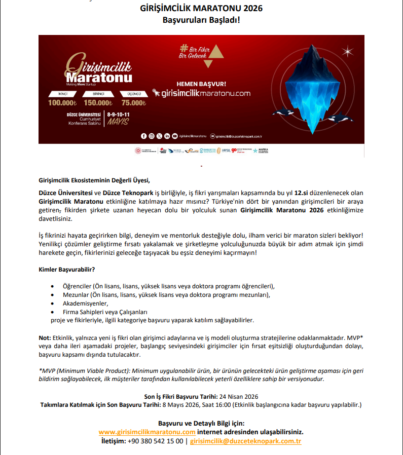 Girişimcilik Maratonu 2026 Başvuruları Başladı!